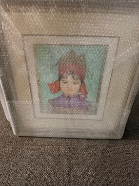 Framed Portrait Art Print in Red and Purple Accents